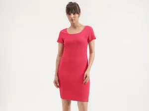 Regular Fit Square Neck Self-Design Dress
