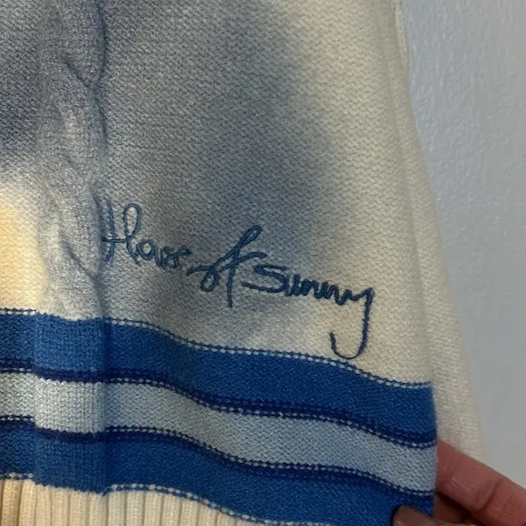 REVOLVE House of Sunny Stylish Blue and White Cable Knit Sweater