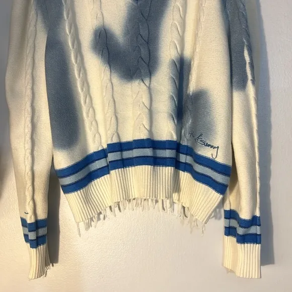 REVOLVE House of Sunny Stylish Blue and White Cable Knit Sweater