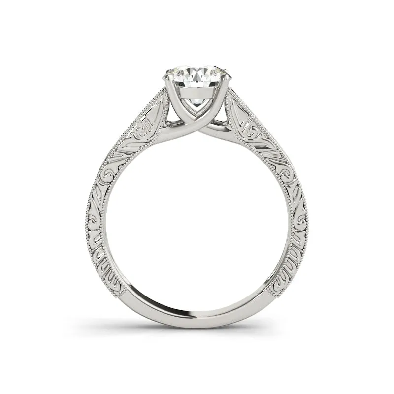 Round Cut Diamond Art Deco Engagement Ring Set