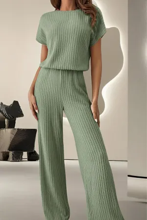 Round Neck Short Sleeve Jumpsuit