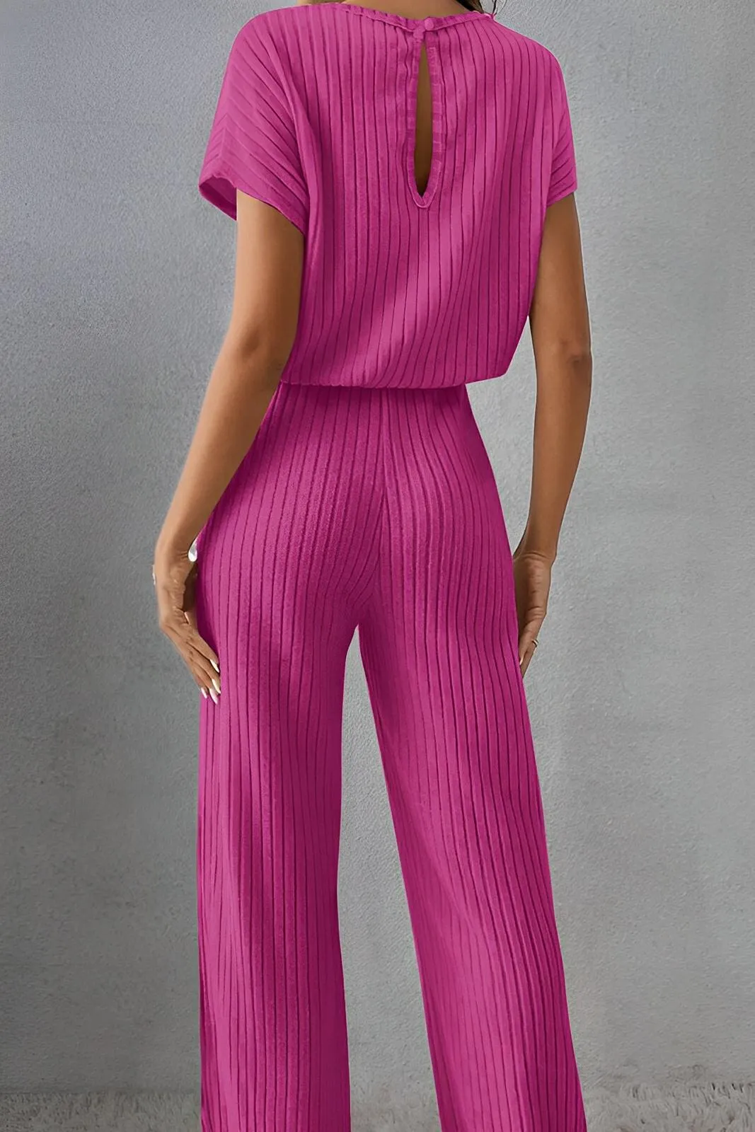 Round Neck Short Sleeve Jumpsuit