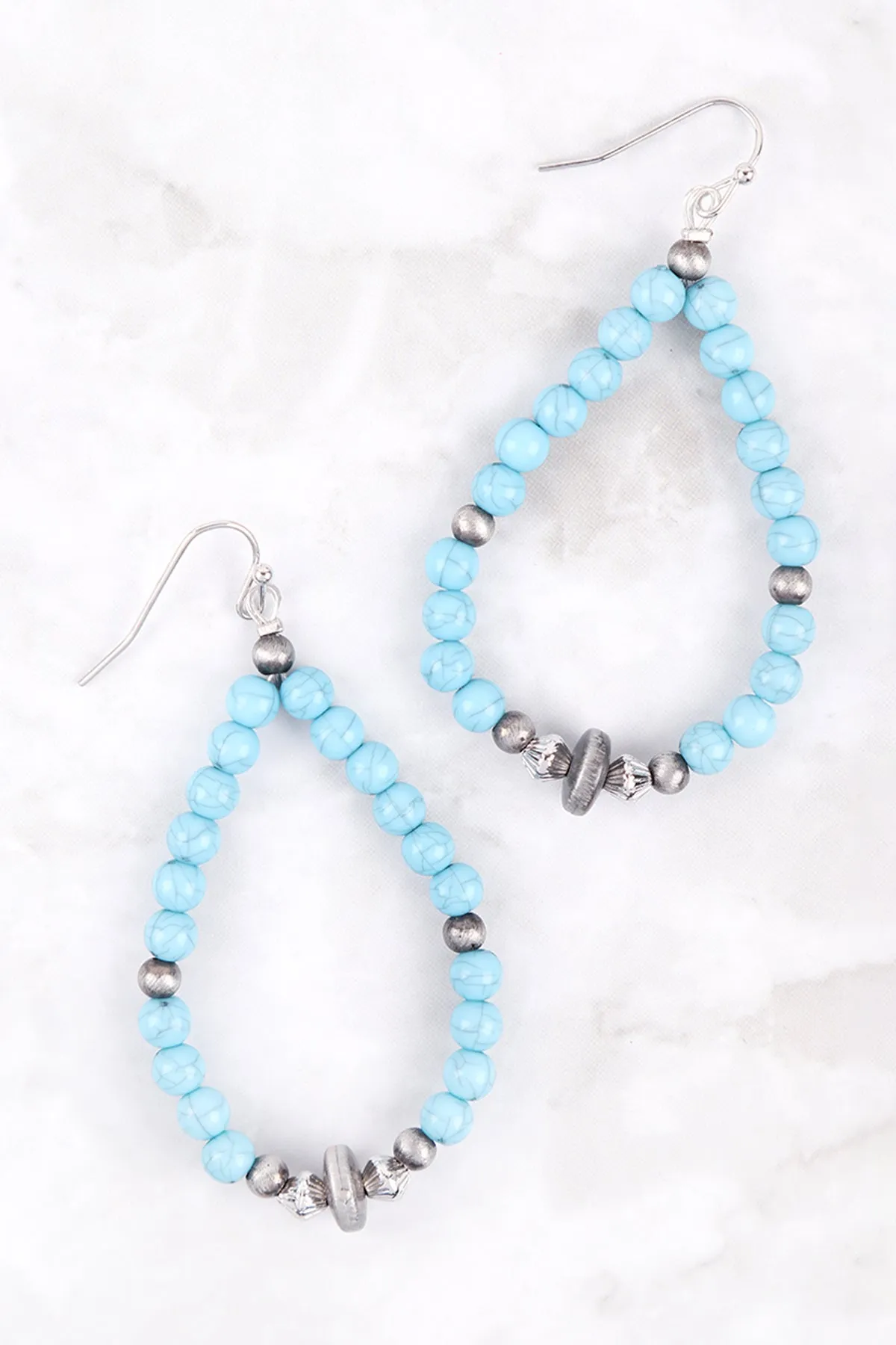 SEMI PRECIOUS TEARDROP FISH HOOK EARRINGS