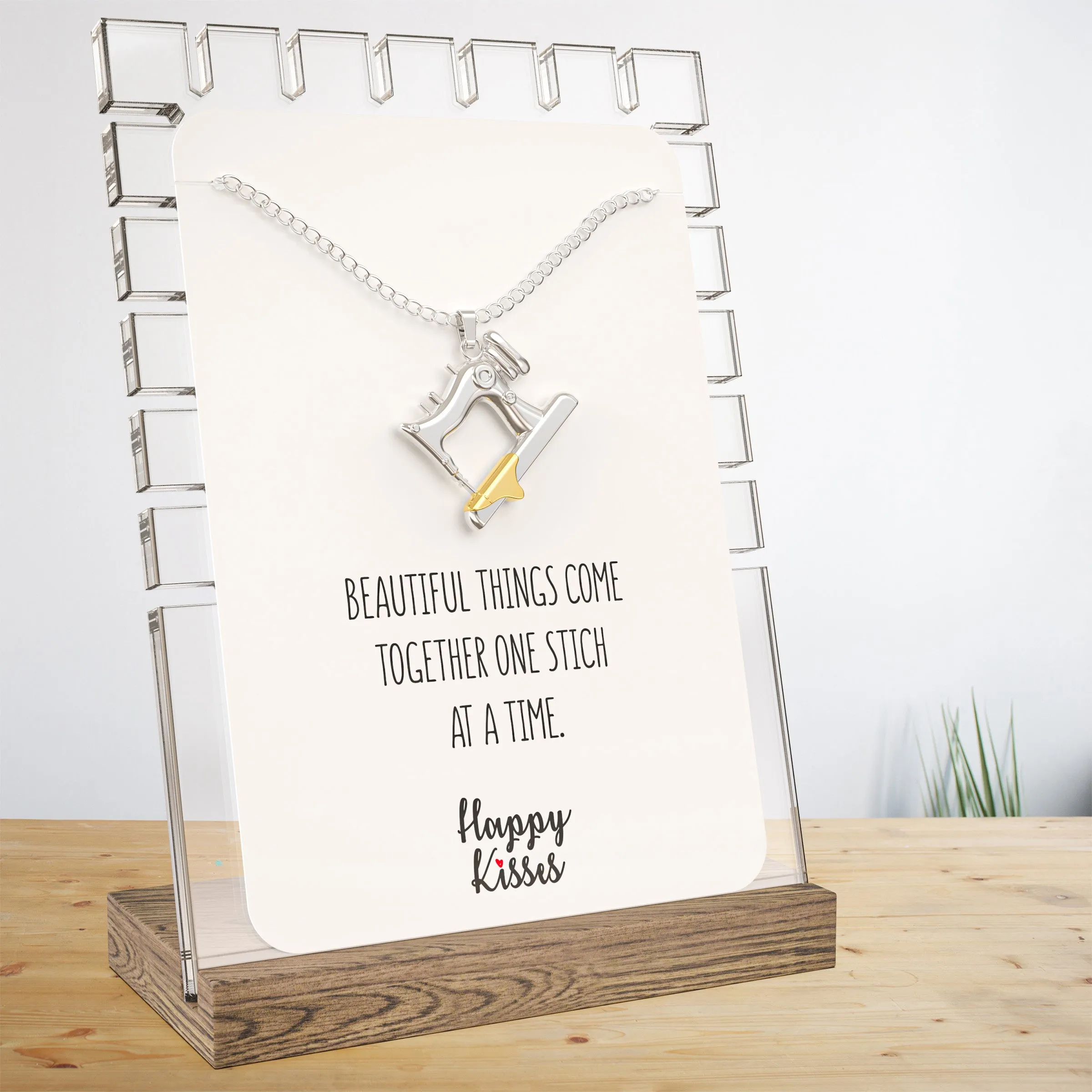 Sewing Charms Necklace Gifts For Quilters and Sewers – Gift Card Message “Beautiful Things Come Together One Stitch At A Time”