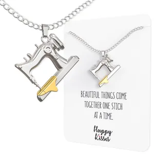 Sewing Charms Necklace Gifts For Quilters and Sewers – Gift Card Message “Beautiful Things Come Together One Stitch At A Time”
