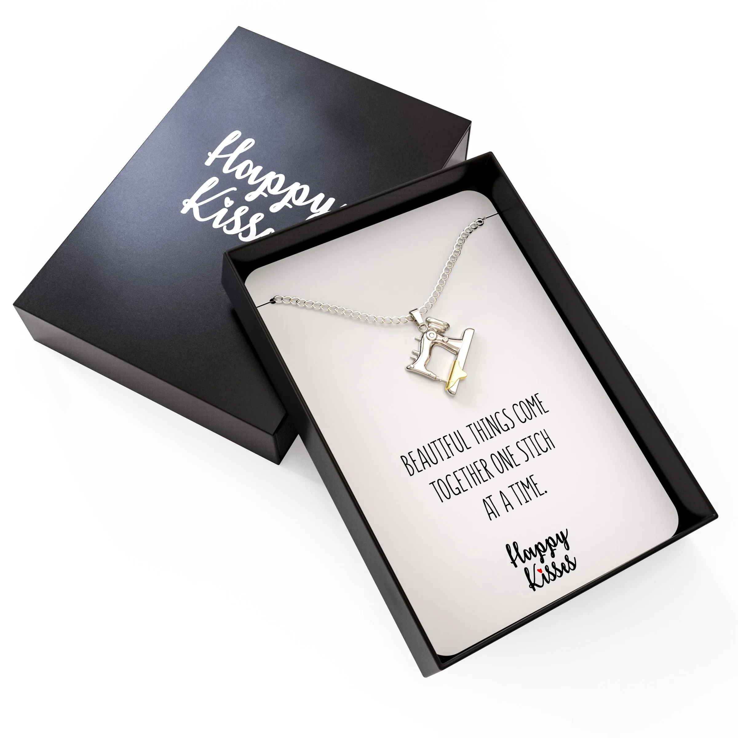 Sewing Charms Necklace Gifts For Quilters and Sewers – Gift Card Message “Beautiful Things Come Together One Stitch At A Time”