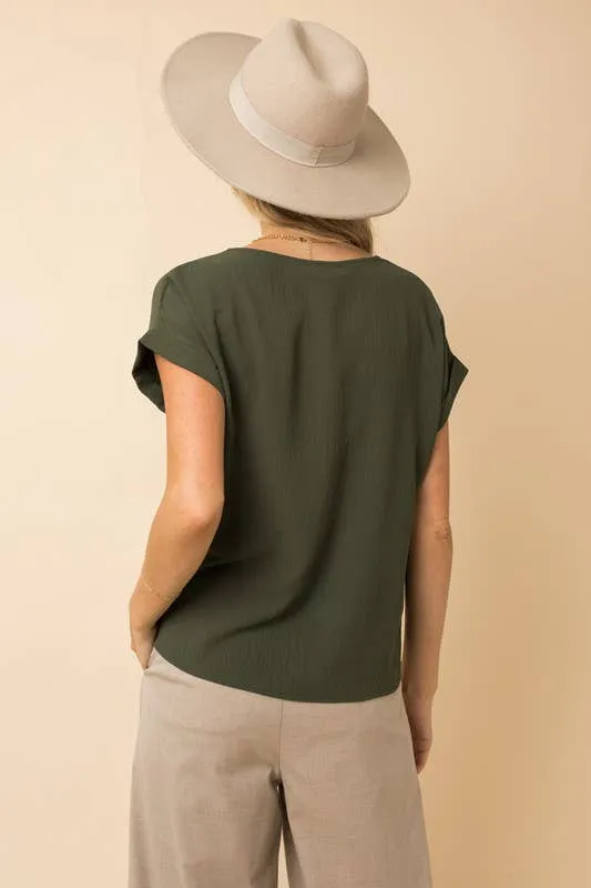Short Roll-up Sleeve Blouse