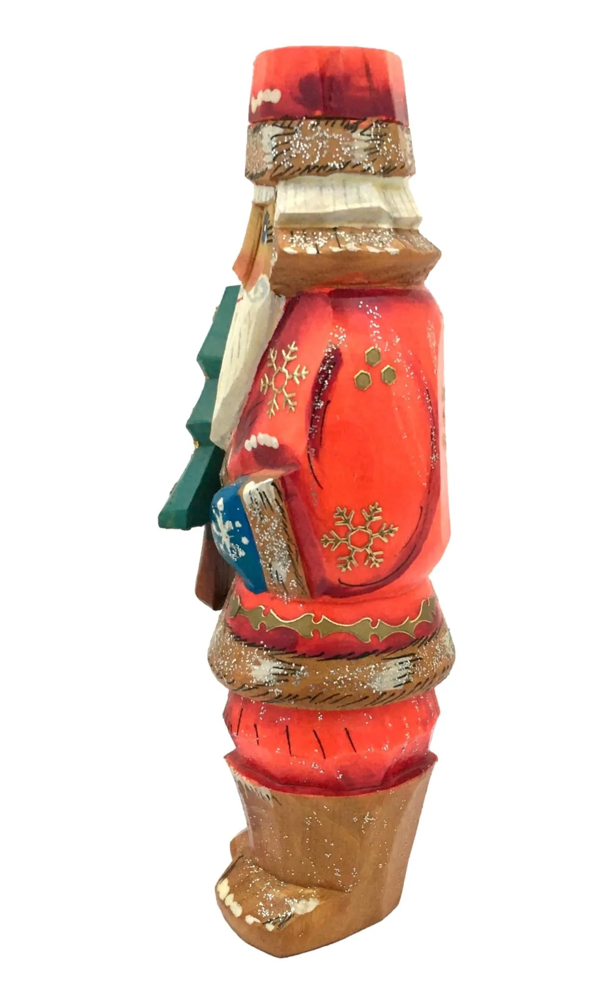 Small Wooden Santa with Christmas Tree