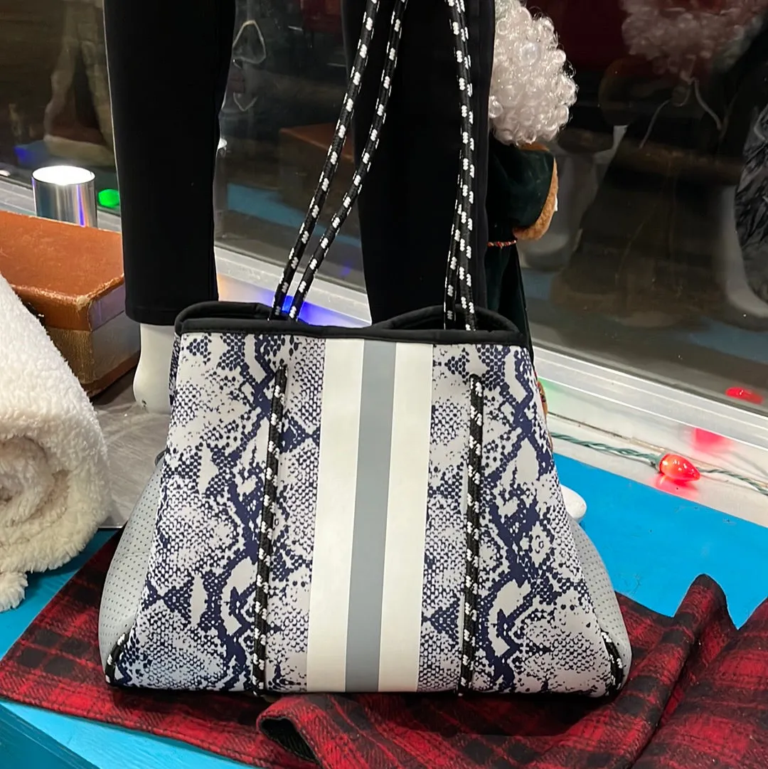 Snake Print Neoprene Purse with zippered pouch