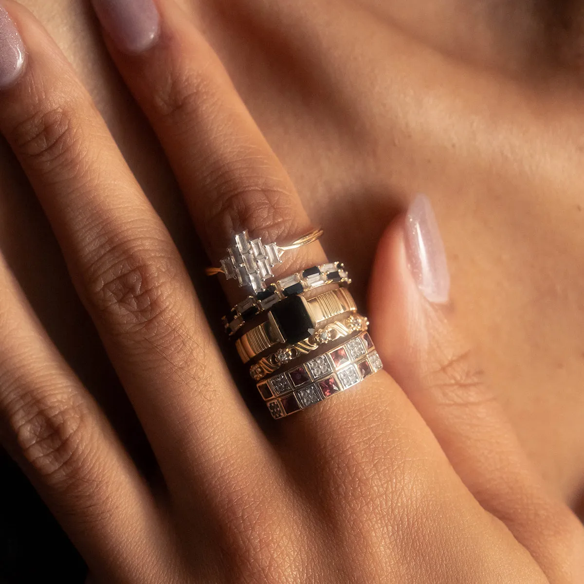 Solid Gold Vintage Inspired Bold Black and Gold Ring