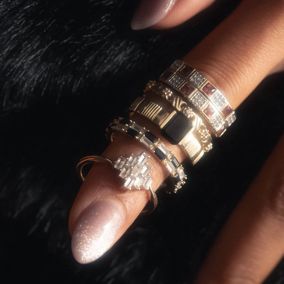 Solid Gold Vintage Inspired Bold Black and Gold Ring