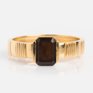 Solid Gold Vintage Inspired Bold Black and Gold Ring
