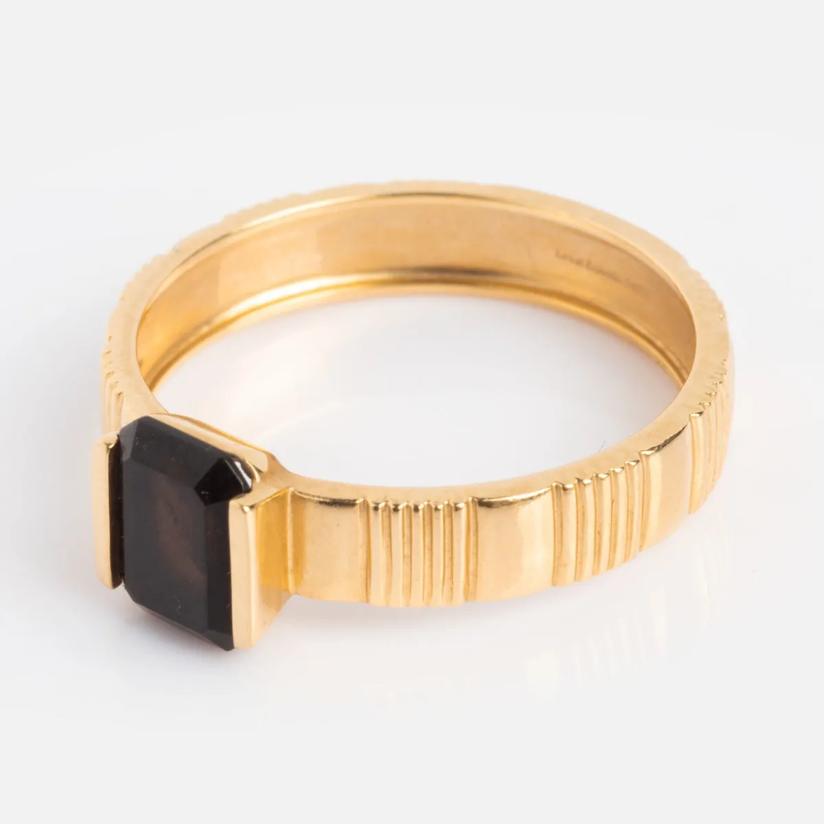 Solid Gold Vintage Inspired Bold Black and Gold Ring