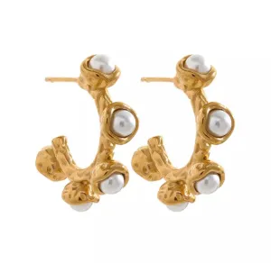 Stainless steel agates and fresh water pearls earrings 220-20 | Erika Williner Designs
