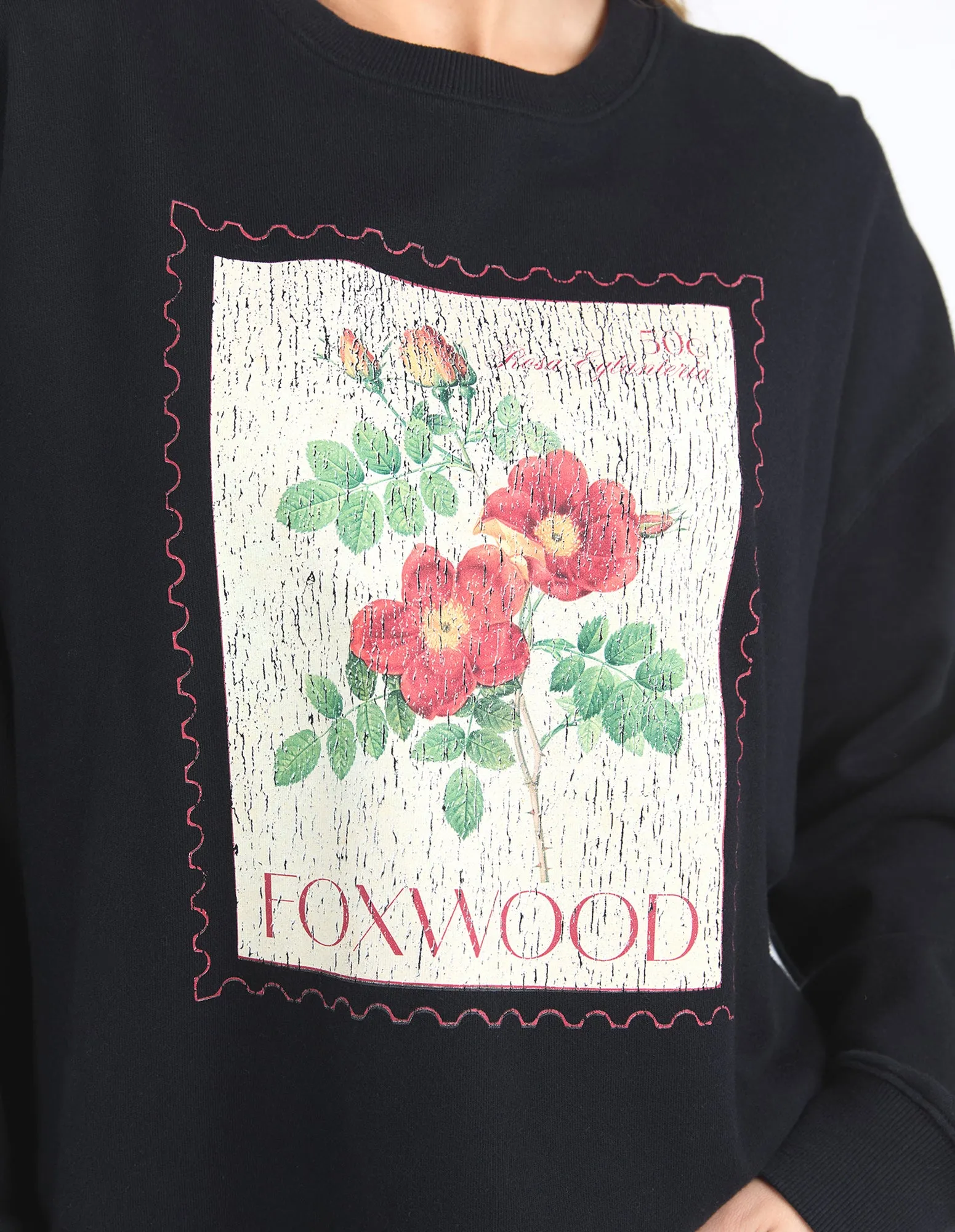 Stamped Floral Crew