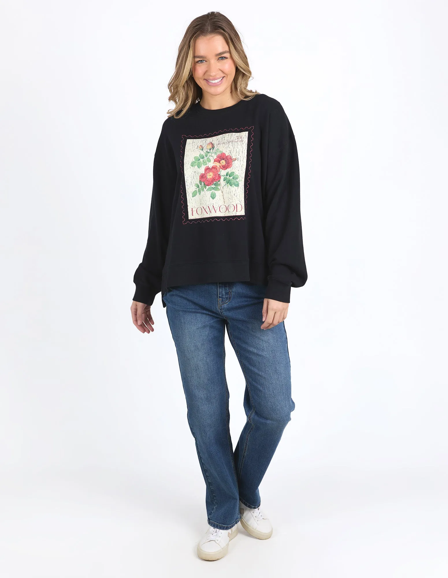 Stamped Floral Crew