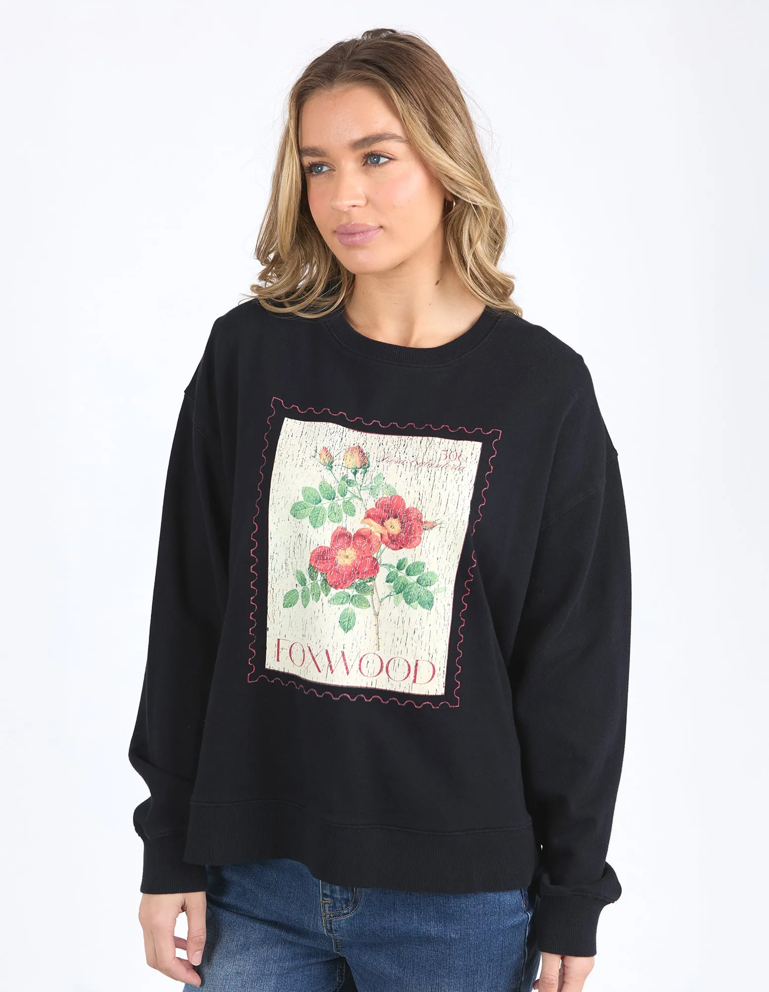 Stamped Floral Crew