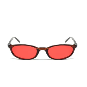 //Style 31// Vintage Small Size Y2k Roxbury Thin Oval Frame Sunglasses - Tortoise Red