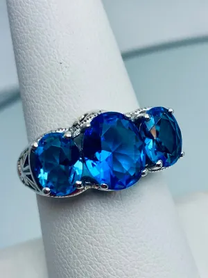 Swiss Blue Topaz Ring, Cocktail Ring, Art Deco Jewelry #D36