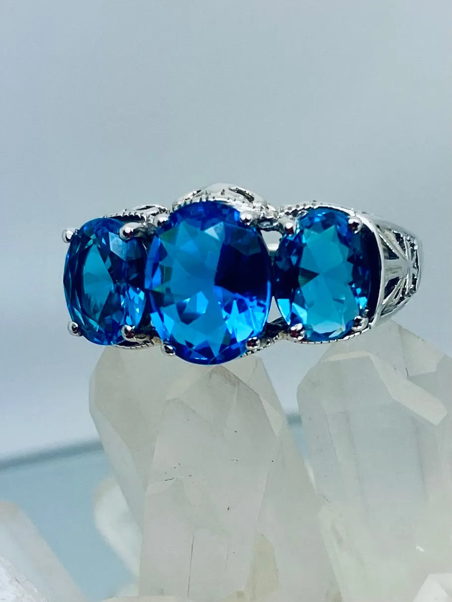 Swiss Blue Topaz Ring, Cocktail Ring, Art Deco Jewelry #D36