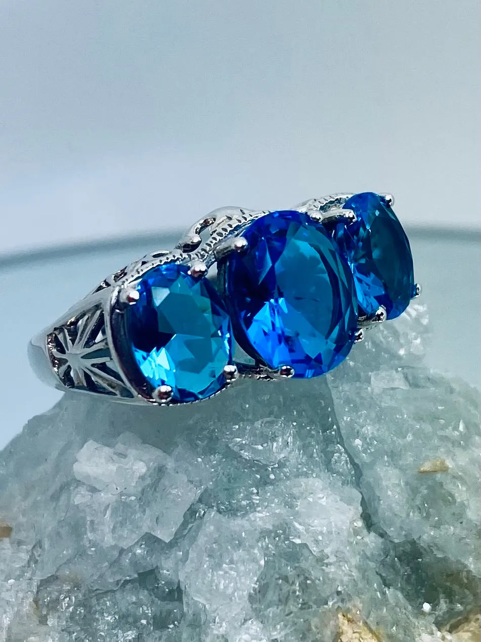 Swiss Blue Topaz Ring, Cocktail Ring, Art Deco Jewelry #D36