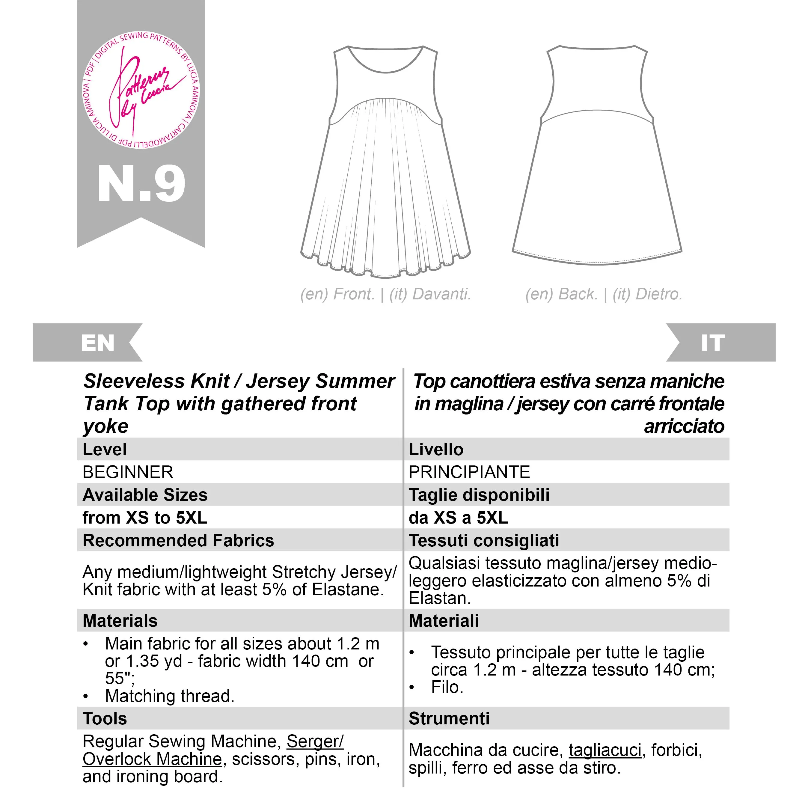 Tank Top Sewing Pattern N.9