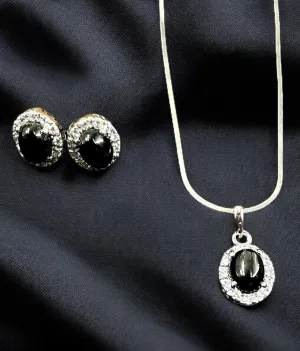 The Sophia Silver Pendant Set (Black)