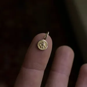 Tiny Art Deco Gold St. Christopher Charm