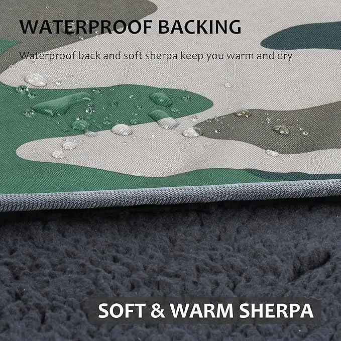 Tirrinia Outdoors Waterproof Throw Blanket, Sherpa Fleece Stadium Windproof Mat for Camping, Picnic, Traveling, Boat, Football - Machine Washable