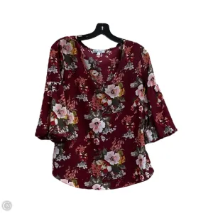 Top 3/4 Sleeve By Moa Moa In Red, Size: S