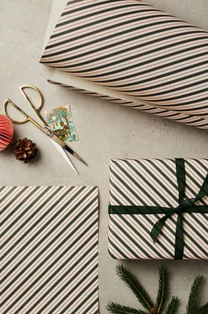 Traditional Christmas Stripe Wrapping Paper