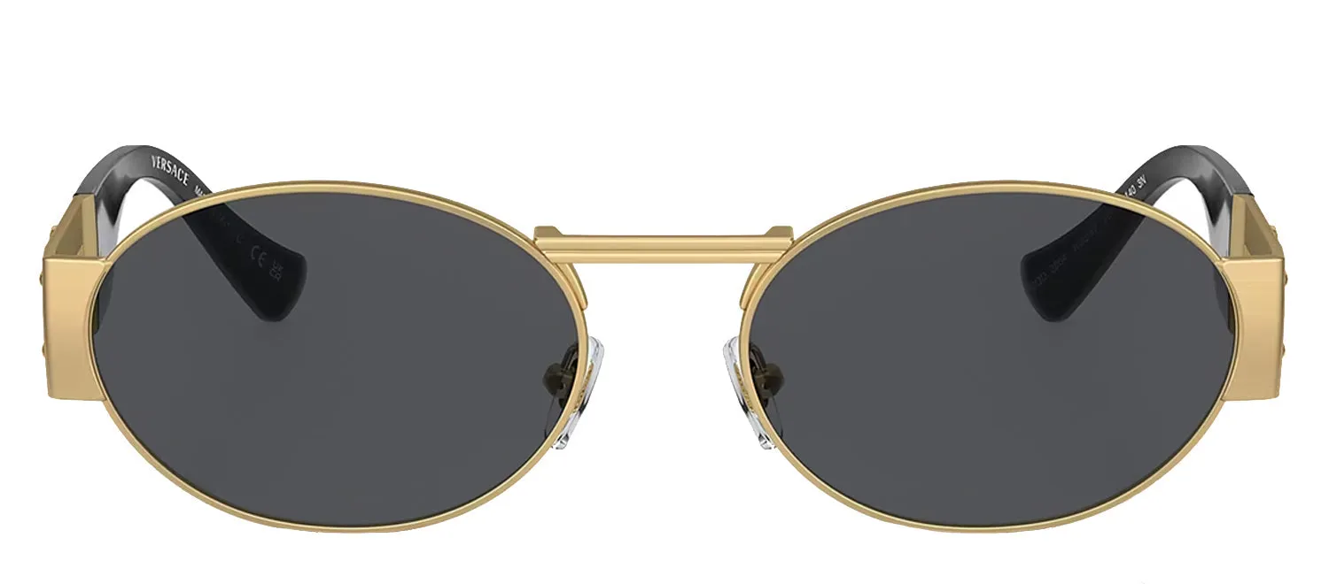 Versace ICONIC VE 2264 100287 Oval Metal Gold Sunglasses with Grey Lens