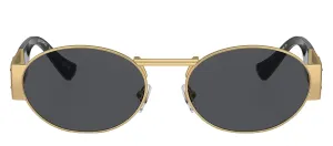 Versace ICONIC VE 2264 100287 Oval Metal Gold Sunglasses with Grey Lens