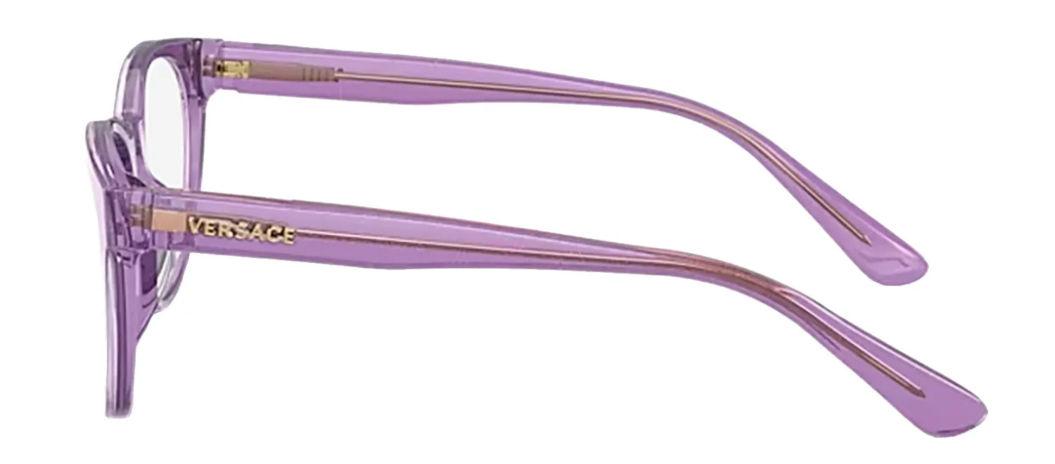 Versace Kids VK 3321U 5373 Round Plastic Purple Eyeglasses with Logo Stamped Demo Lenses