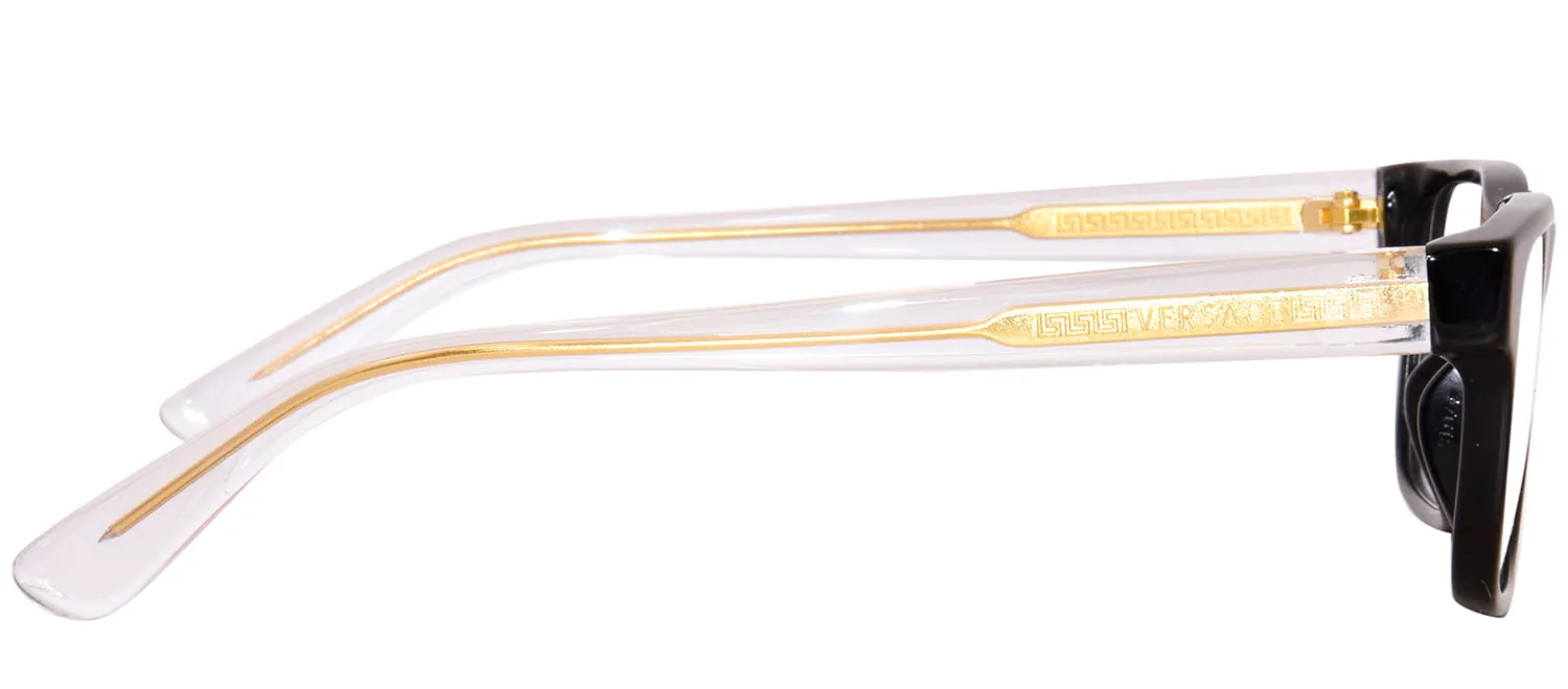 Versace Kids VK 3324U GB1 Rectangle Plastic Black Eyeglasses with Logo Stamped Demo Lenses