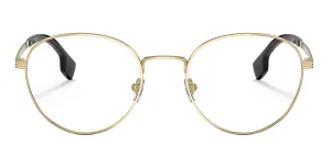 Versace VE 1279 1002 Round Metal Gold Eyeglasses with Logo Stamped Demo Lenses