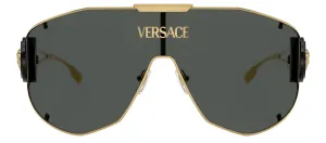 Versace VE 2268 100287 Shield Metal Gold Sunglasses with Grey Lens