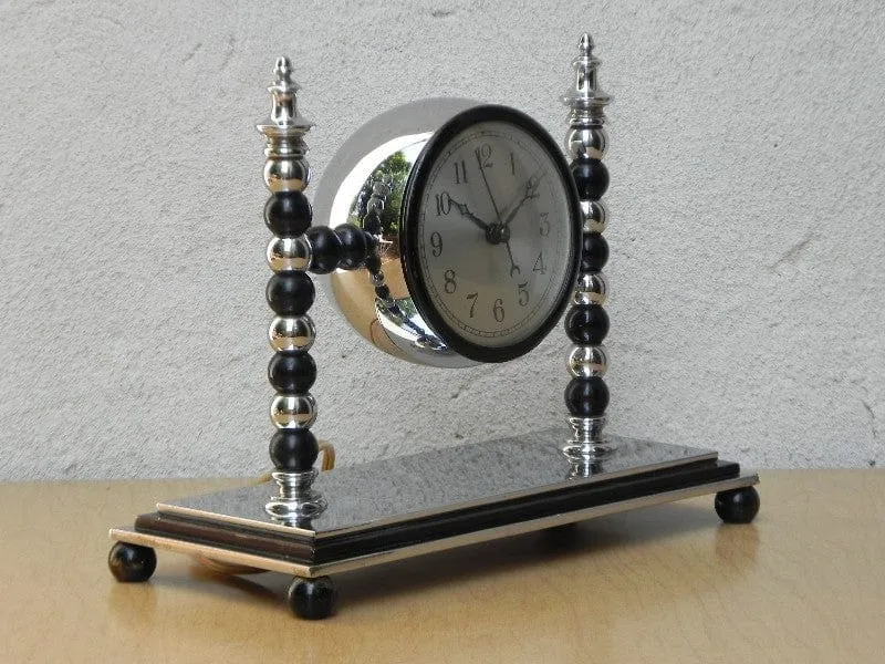 Very Heavy Art Deco Chrome Electric Mantel Clock