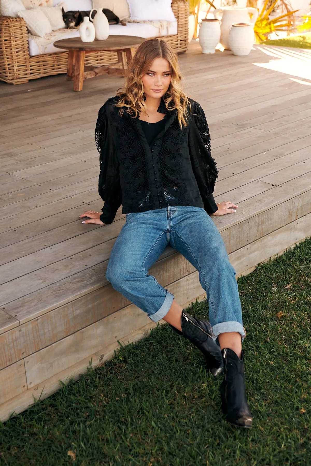 Victoriana Lace Blouse- Black ~ MOS the label