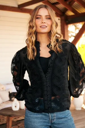 Victoriana Lace Blouse- Black ~ MOS the label