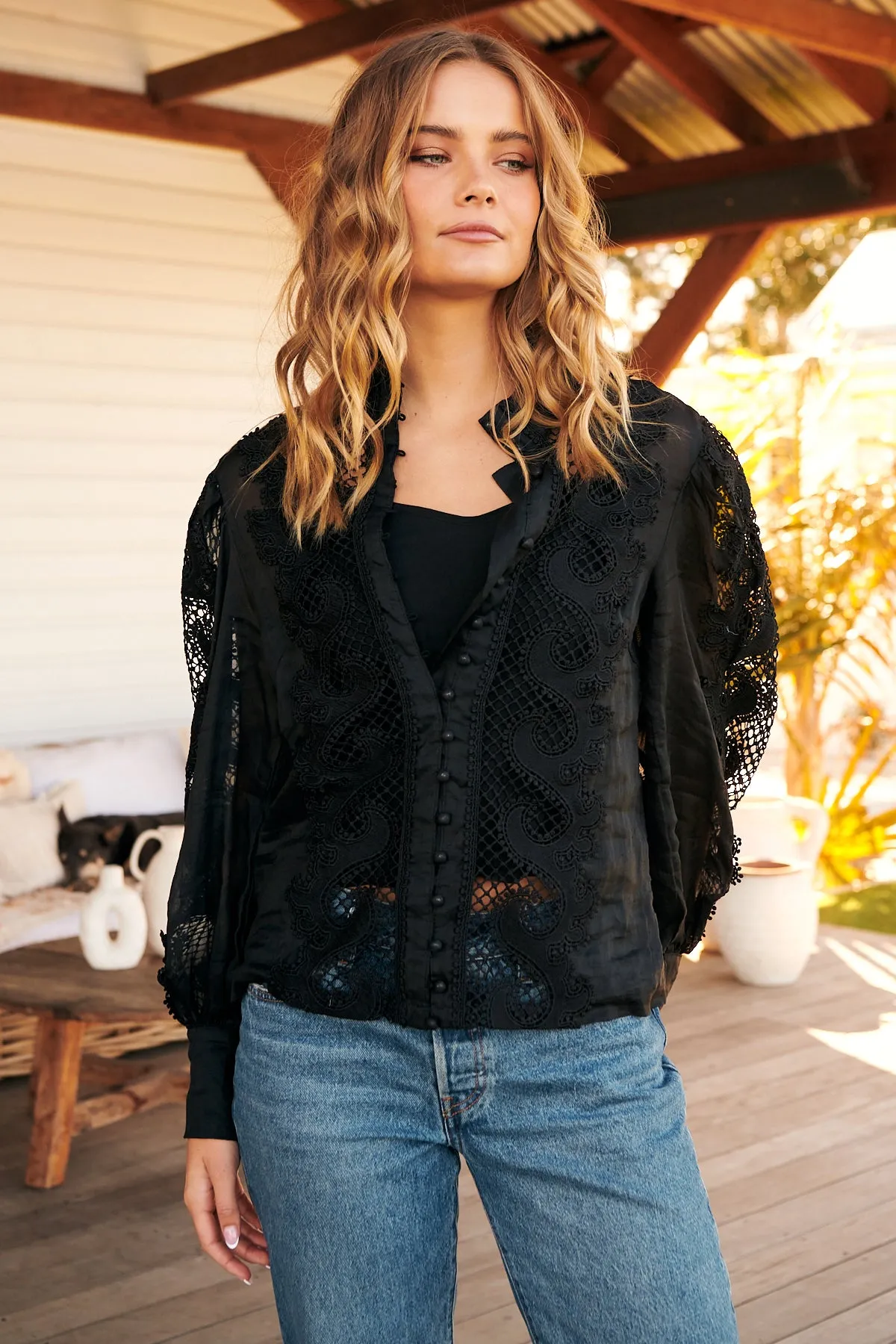 Victoriana Lace Blouse- Black ~ MOS the label