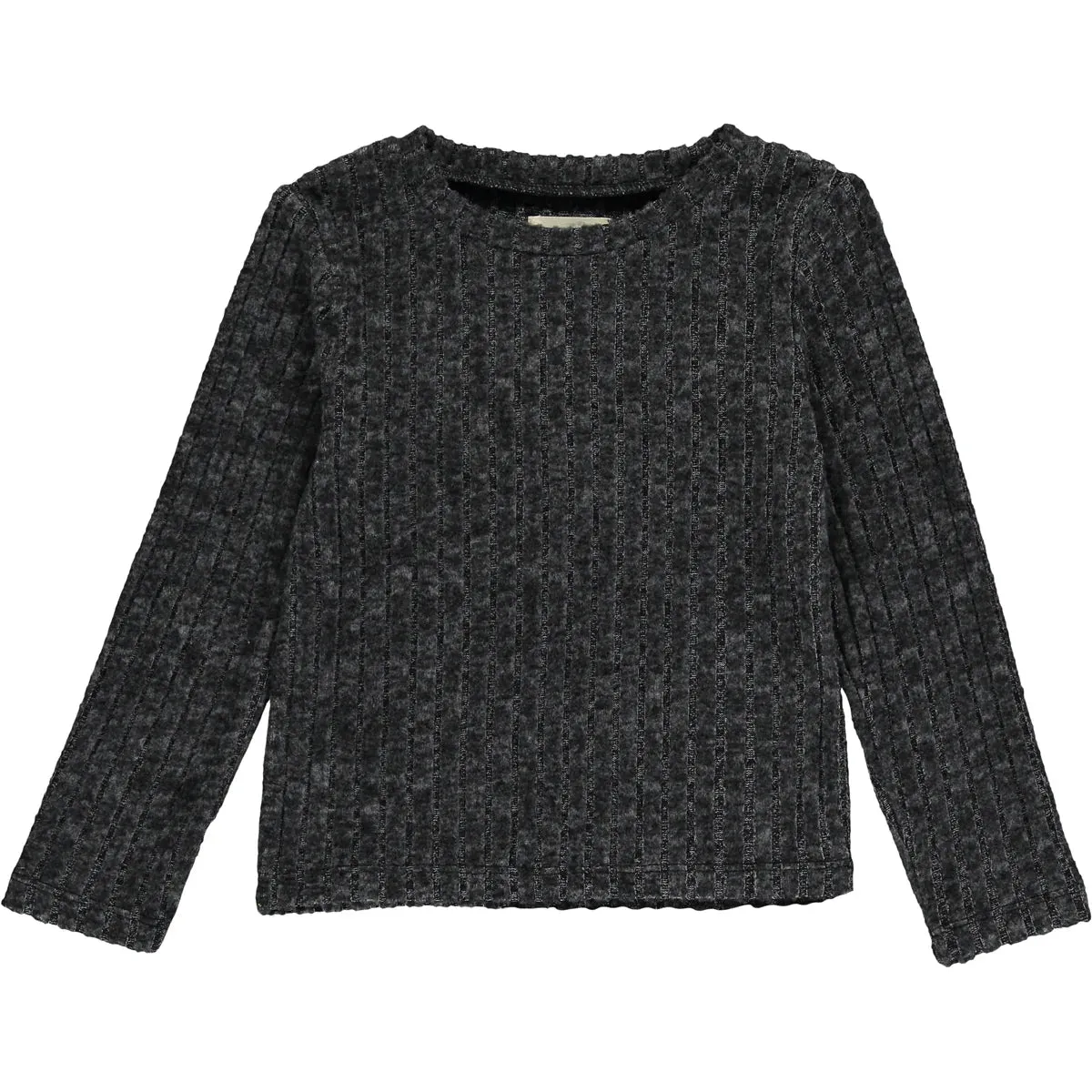 Vignette “Nikki” Ribbed Long Sleeved Tee in Charcoal: Size 2 to 7 Years