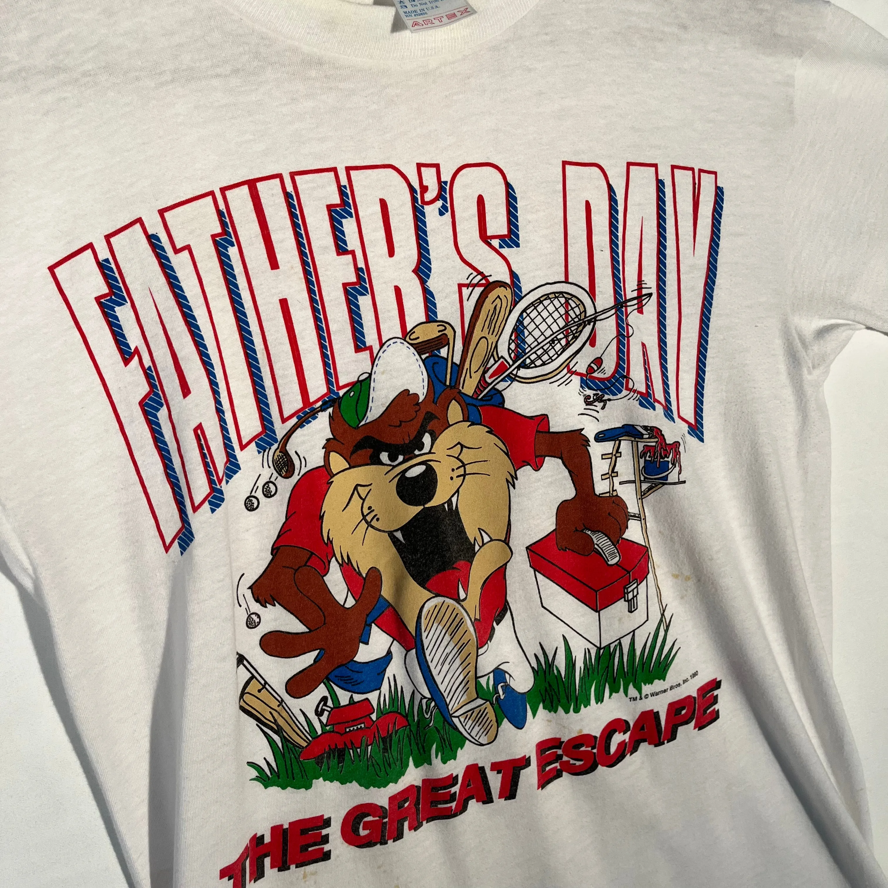 Vintage 1990 Taz 'Fathers Day' Artex Graphic Tee - White