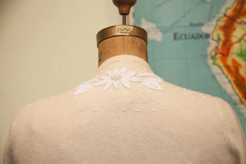 Vintage 50s Beaded Cashmere Sweater