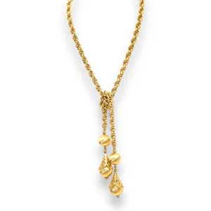 Vintage 60s MONET Goldtone Filgree Drop Ball Bolero Lariat Necklace 32”