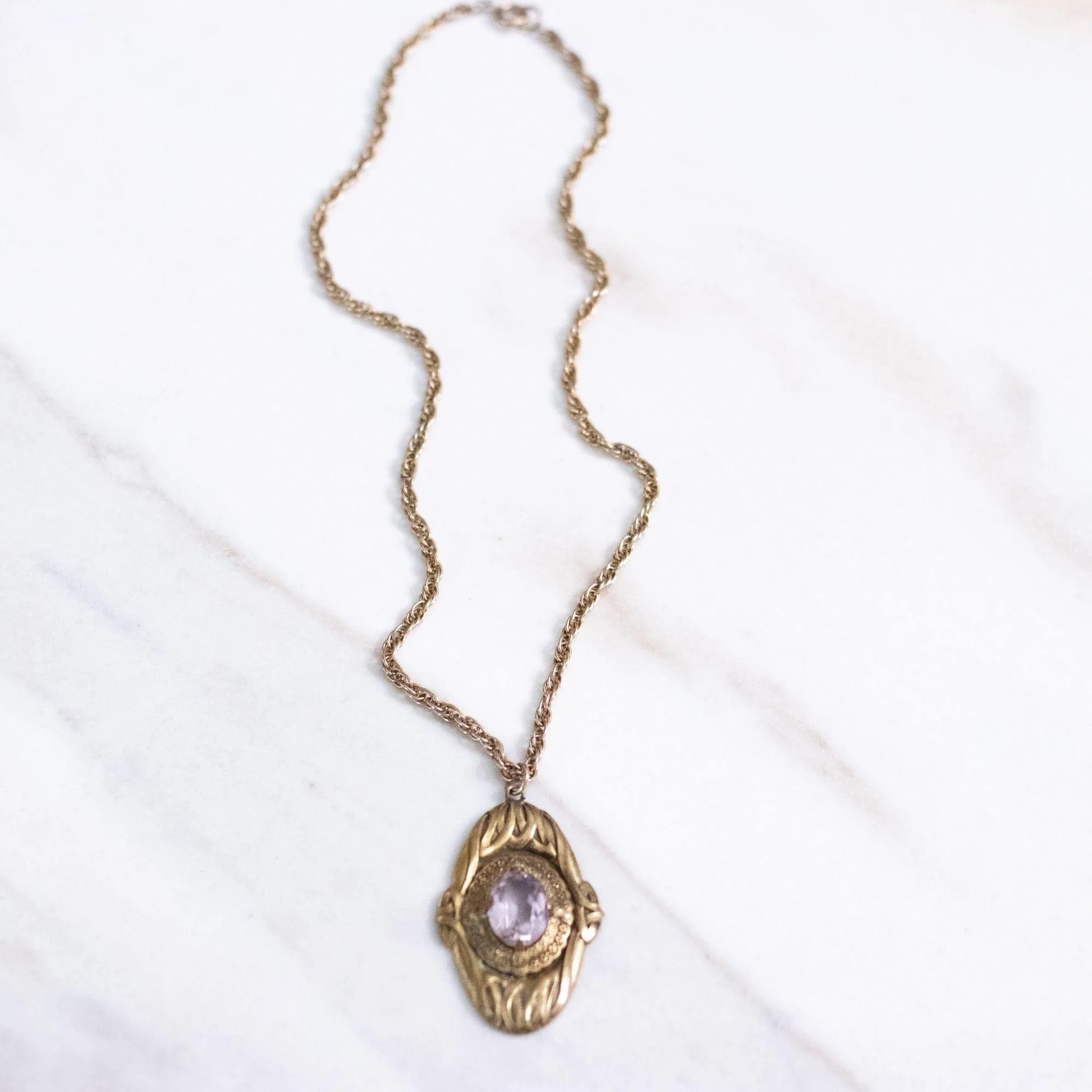 Vintage Art Deco Alexandrite Pendant Necklace