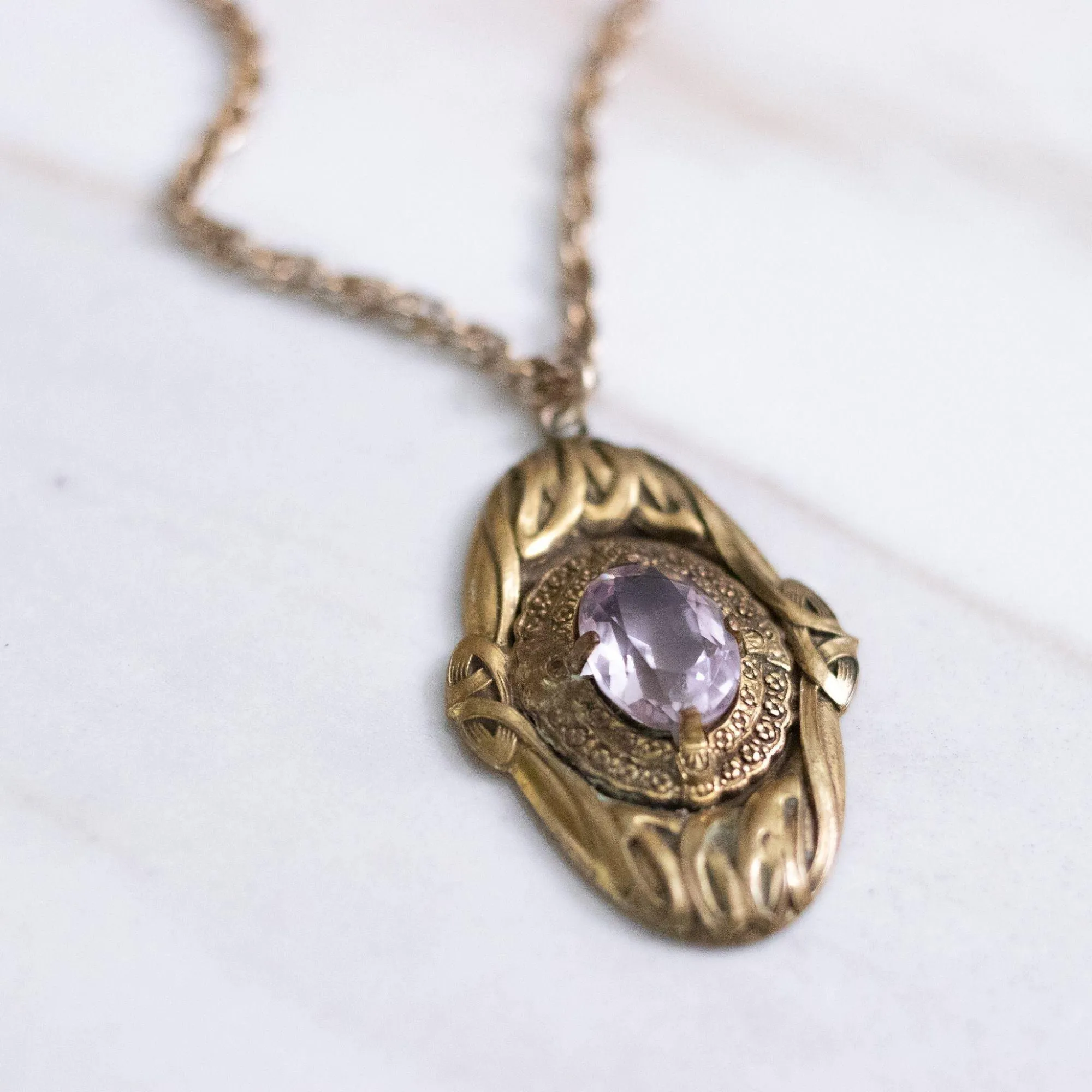 Vintage Art Deco Alexandrite Pendant Necklace