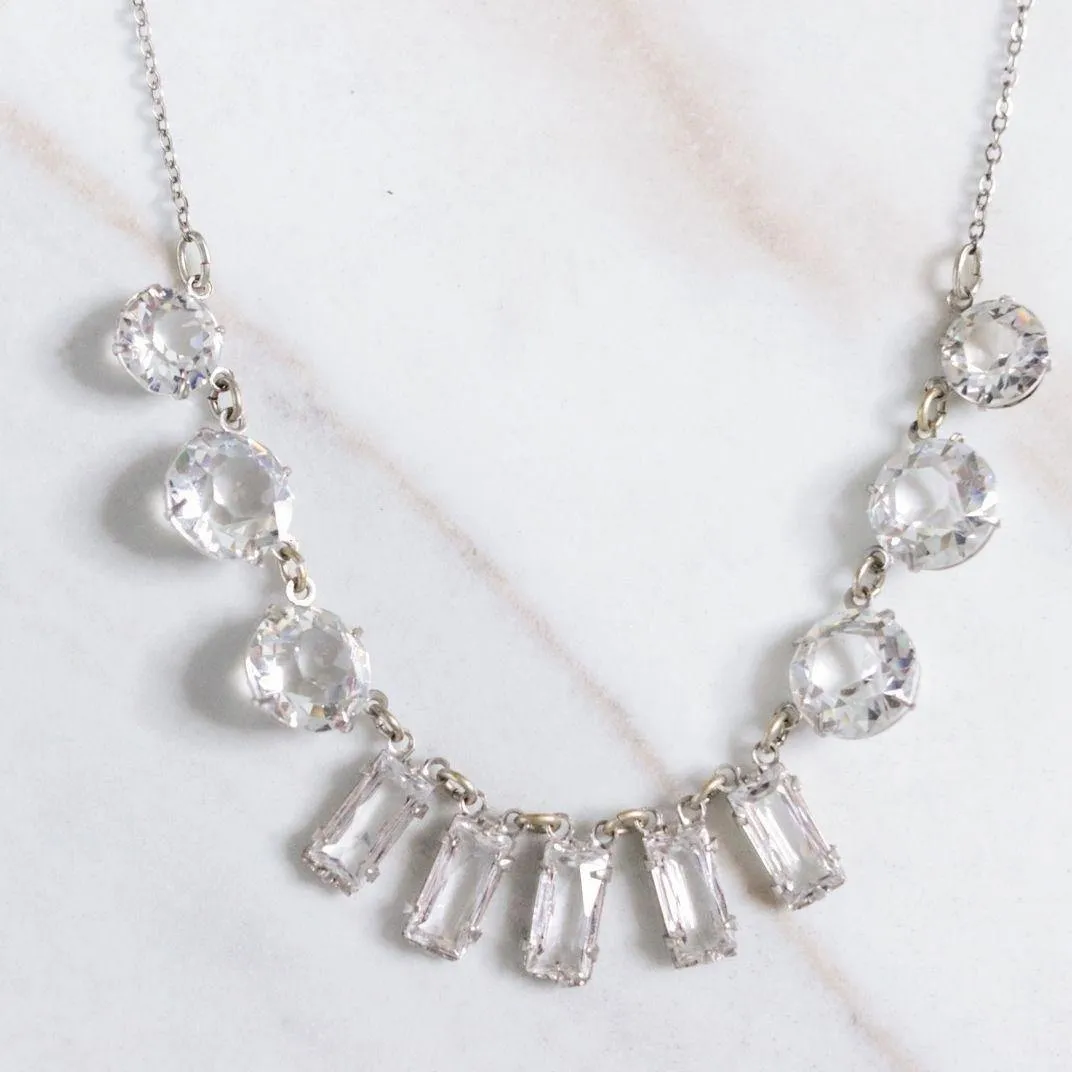 Vintage Art Deco Bezel Set Crystal Necklace