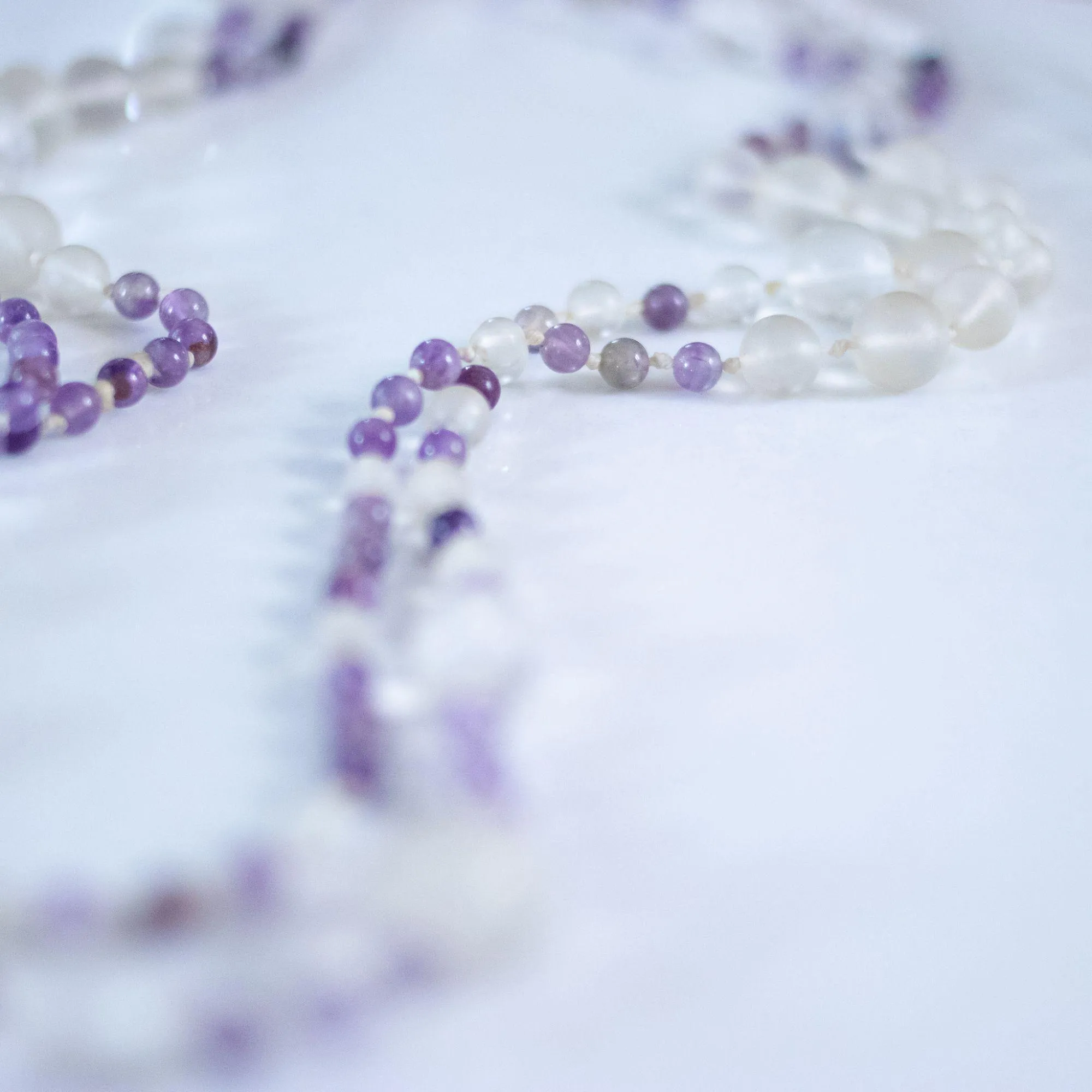 Vintage Art Deco Czech Frosted Bead and Faceted Purple Long Beaded Necklace