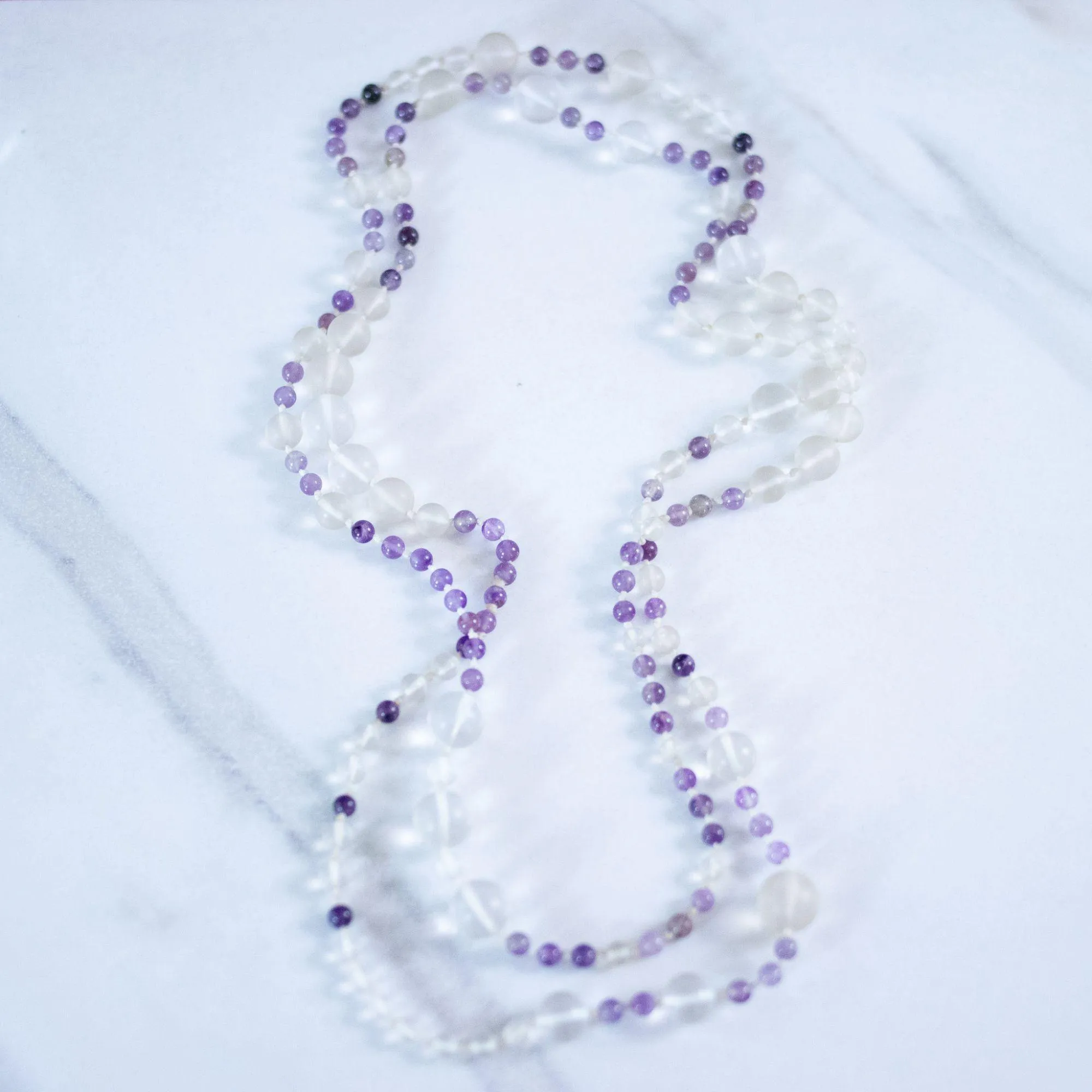 Vintage Art Deco Czech Frosted Bead and Faceted Purple Long Beaded Necklace